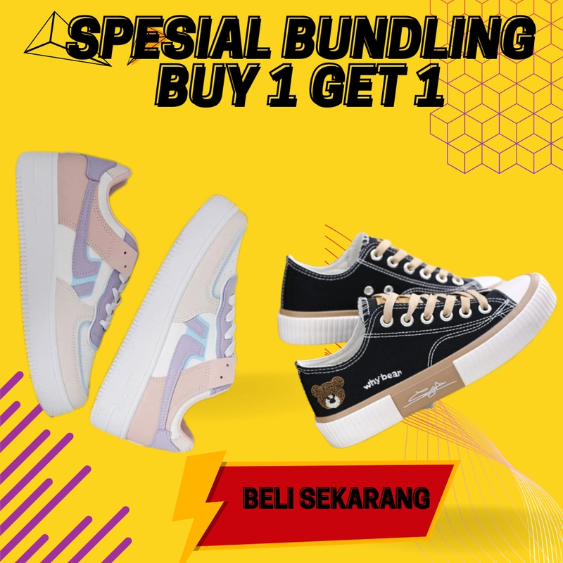 Product image LUXIA - Promo Buy 1 Get 1 Sepatu Kets Sneaker Wanita LBY-03 & LWB-02 41 HITAM & UNGU