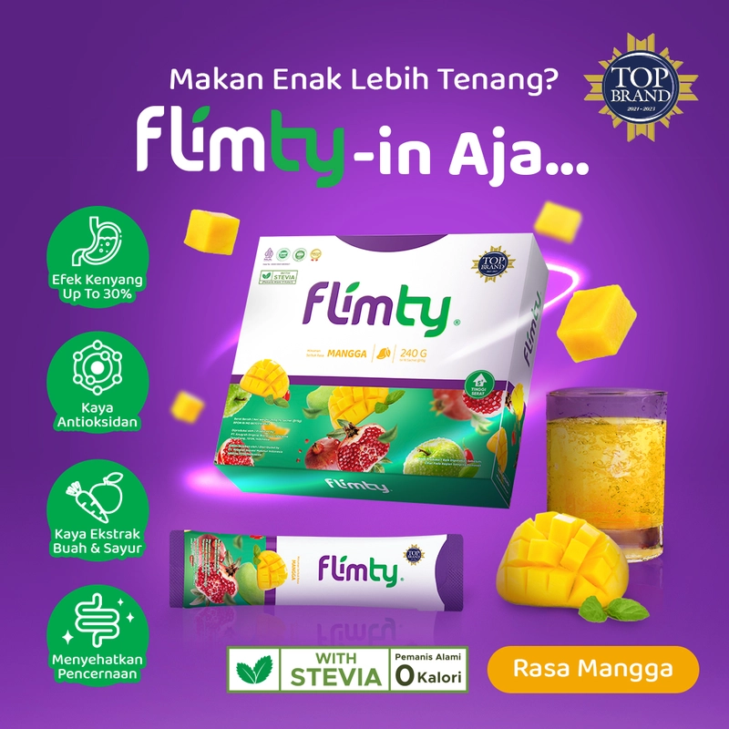 Product image Flimty - Flimty Fiber ORIGINAL 1 BOX isi 16 sachet Suplemen Diet dan Detox Pelangsing Herbal Alami 1 BOX Mango