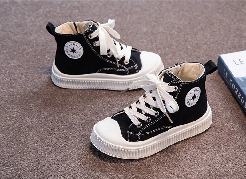 Product image Meonky Official - Sepatu Anak laki laki Perempuan Uk 26-37 Sneakers Canvas OOTD Model tinggi Q - 36 27 Hitam