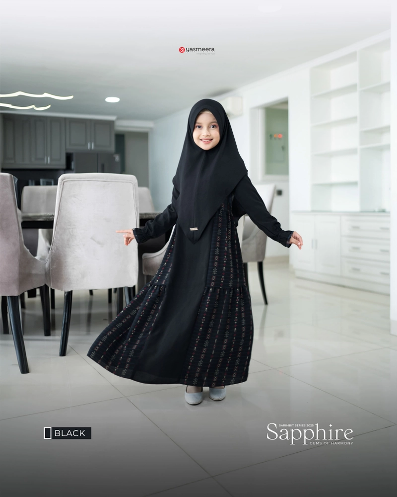 Product image Yasmeera Official - Sarimbit 2025 Sapphire Series Warna Black S GAMIS ANAK