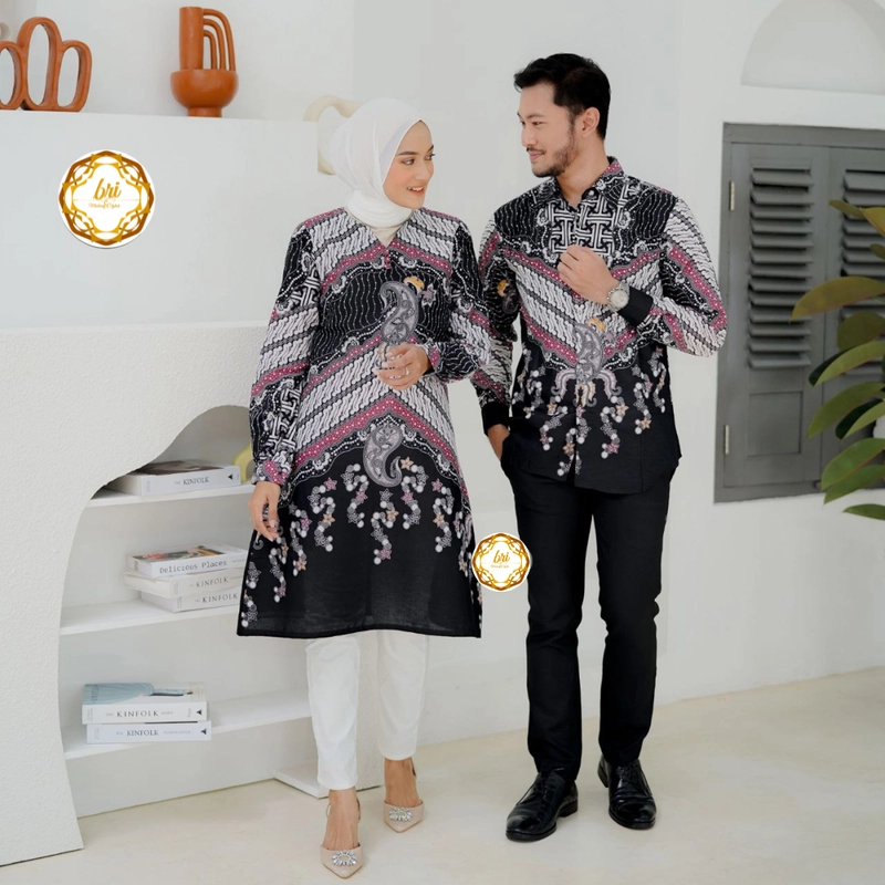 Product image Rambe Batik Indonesia - Couple Tunik Lakshani Modern dan Exclusive Kemeja Saja Size M Lakshani