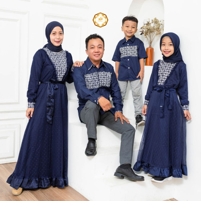 Product image Rambe Batik Indonesia - Batik Couple Set Keluarga Ayuma Navy Premium Bisa Beli Pisah Hem Anak M Navy