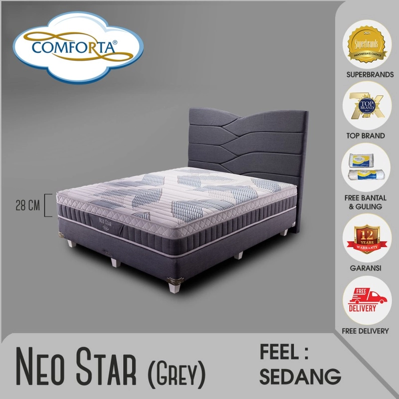Product image Comforta - COMFORTA Kasur Springbed Neo Star Fullset 200 x 200 200x200 GREY