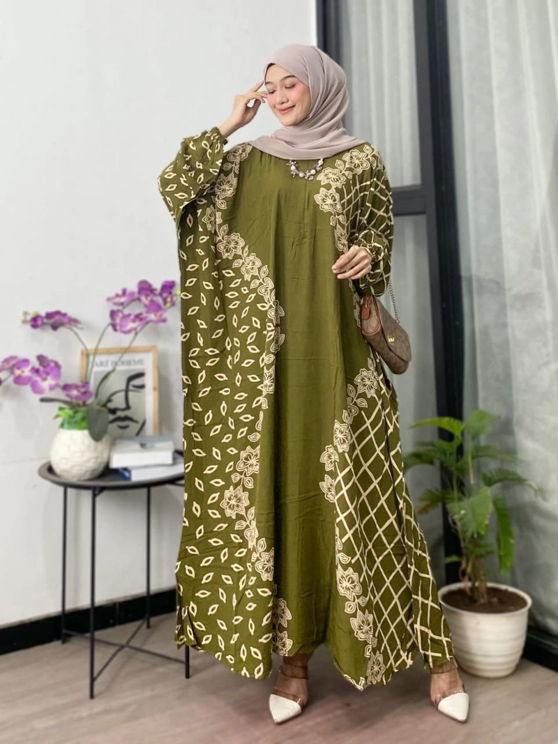 Product image Batik Ayodha - KAFTAN ZIGZAG JUMBO ALLSIZE Allsize Hijau Pupus
