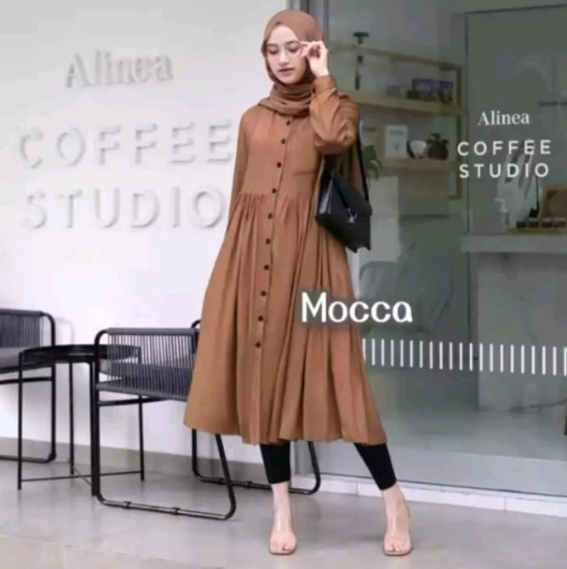 Product image Bursanekashop - Hinata atasan Tunik / Tunik kekinian / Tunik muslimah ALLSIZE MOCCA