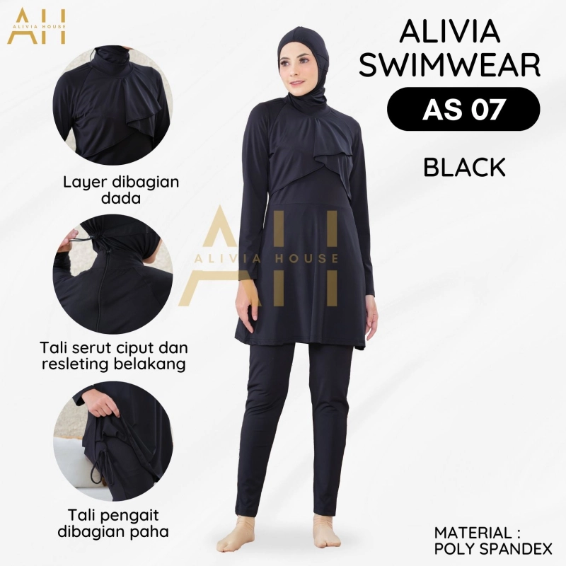 Product image Alivia House - Alivia Swimwear AS07 - Baju Renang Muslimah M Black