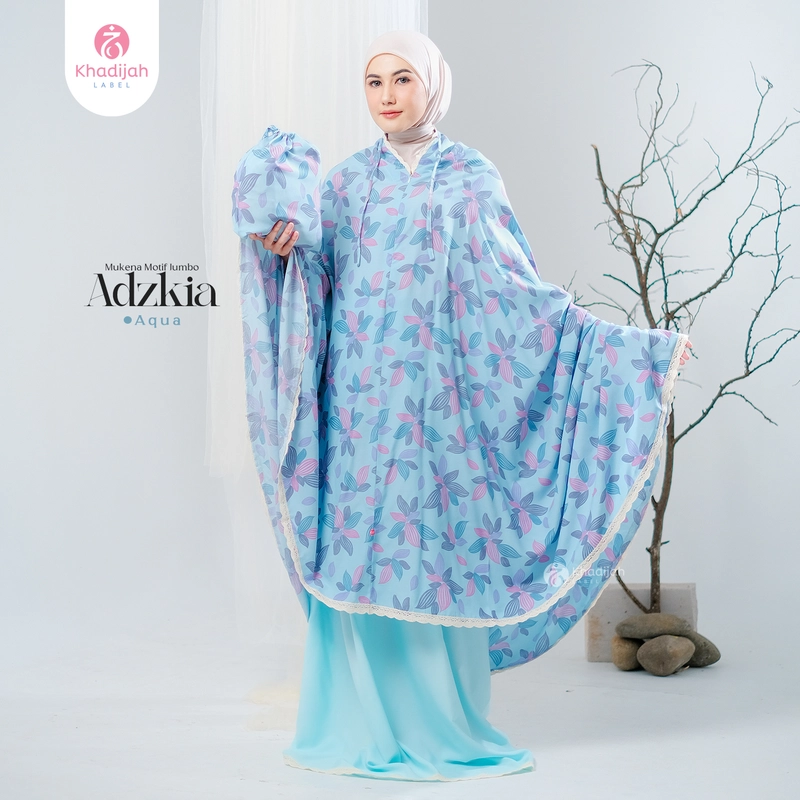 Product image KhadijahLabel - Mukena Jumbo Dewasa Motif Adzkia Jumbo Aqua