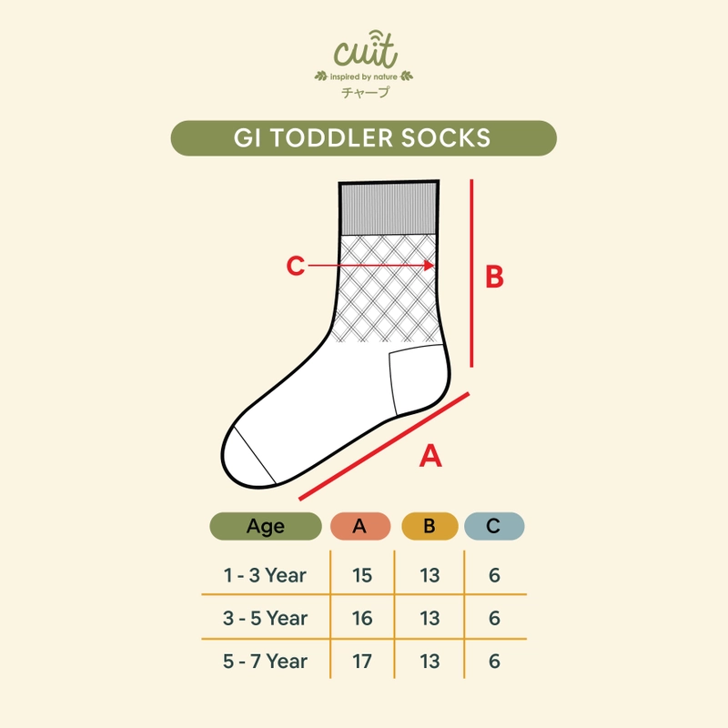 Cuit Basic Sock Kaos Kaki Anak Polos Kotak Gi 5-7 Year Blue Grey