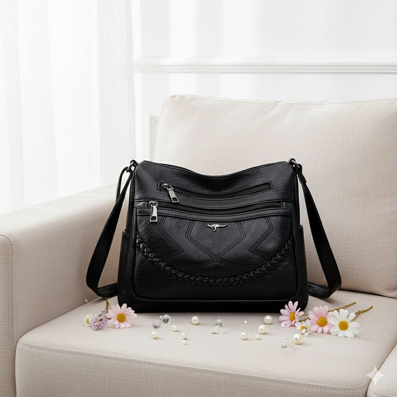 Product image CBL - BELLA Slingbag - Tas Selempang Slingbag Wanita BELLA Tas Selempang Anyaman Kepang Medium Hitam