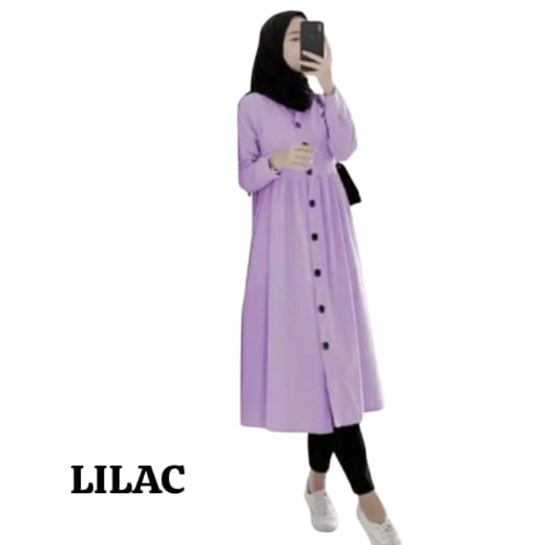 Product image Bursanekashop - ATASAN LONG TUNIK MUSLIM BUSUI-TUNIK ZARIA FULL KANCING allsize lilac