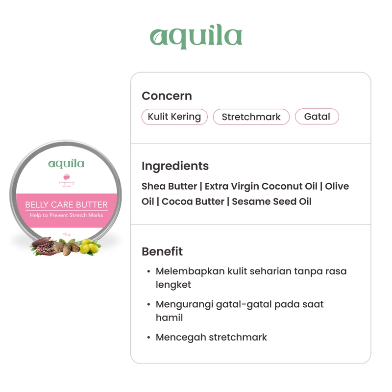 Product image Aquila Herb - Aquila Belly Care Butter/Cegah Stretchmark/Perawatan Kulit Ibu Hamil/Mengurangi Gatal 50gr all type skin