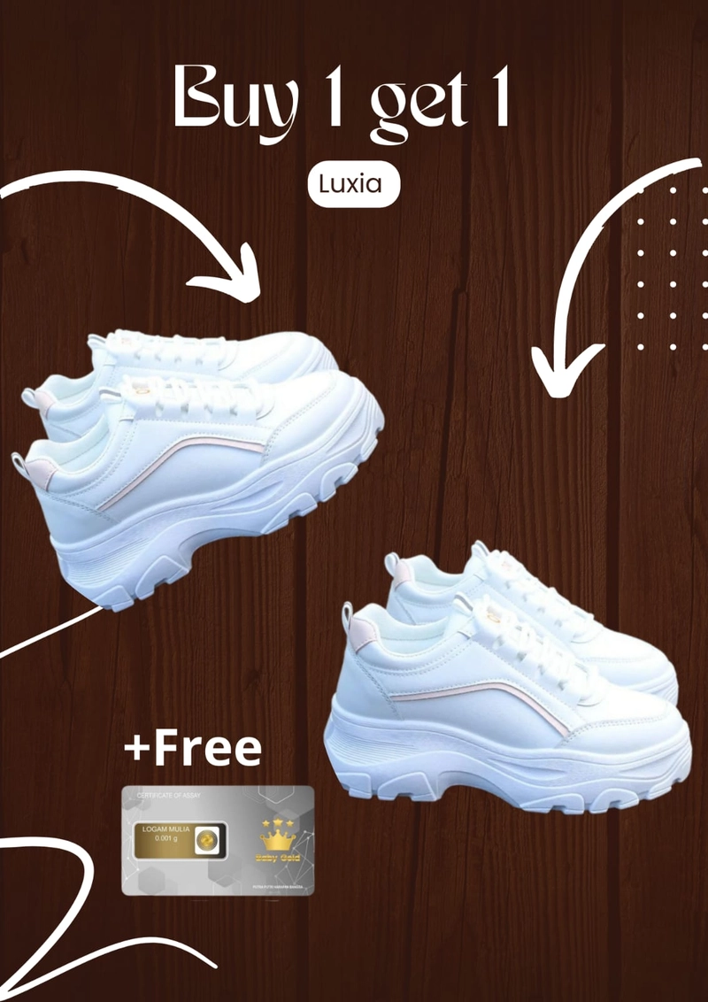 Product image LUXIA - Buy 1 Get 1 Sepatu Kets Sneakers Wanita GM-211 37 PUTIH PINK
