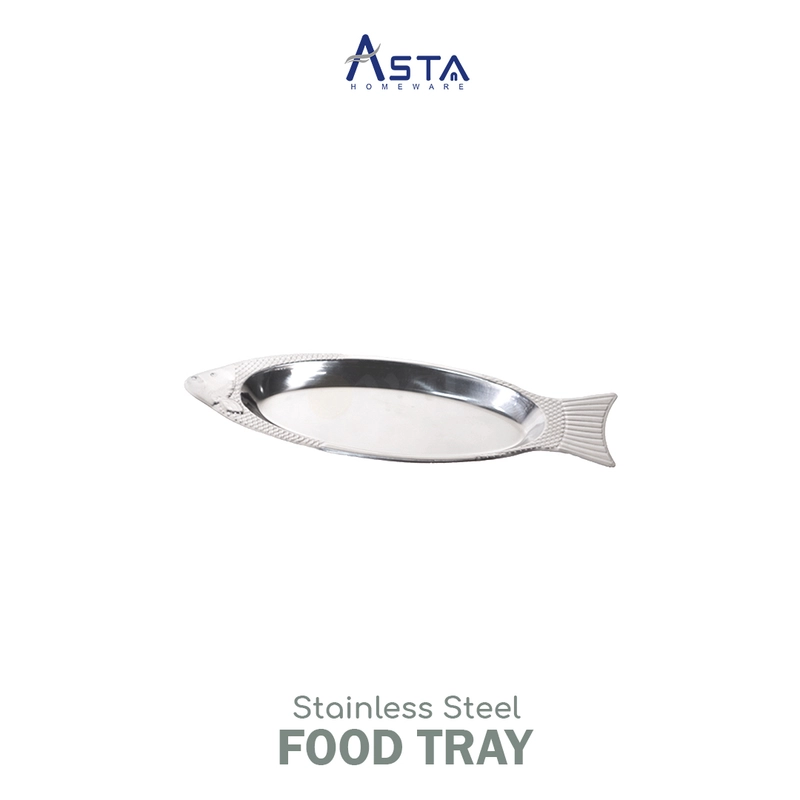Product image Asta Nampan Stainless Baki Saji Food Tray Tebal Motif Ikan 35 cm Bentuk Ikan