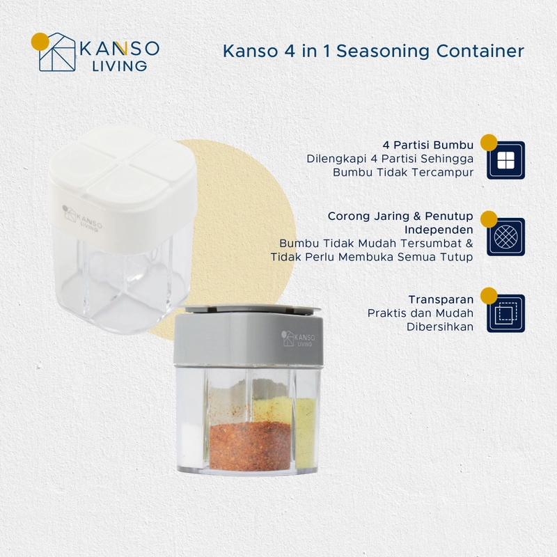 Product image Kanso Living - Kanso Living 4 in 1 Tempat Bumbu Dapur Wadah Bumbu Botol Bumbu Toples 300 Abu-Abu