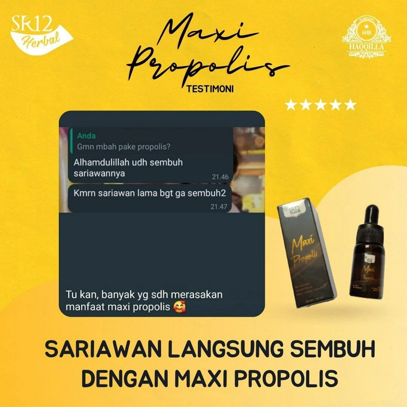 Product image SR12 Propolis Meningkatkan Imun Tubuh Mengatasi Asam Urat Kolesterol Hipertensi Dan Diabetes 10 ml Maxi Propolis