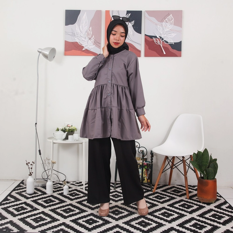 Product image Jembar - Blouse Wanita Toyobo Korean Style Blus Fashion Muslim Dewasa Gray