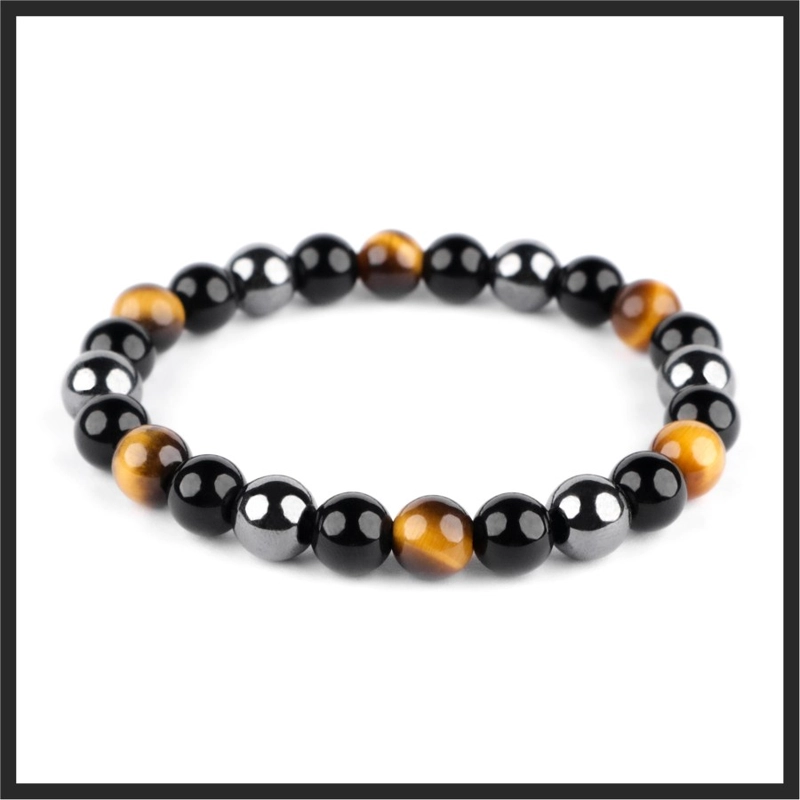 Product image CENTRAL GROSIR GEMSTONE - Gelang Batu Mix Tiger Eye Hematite Black Agate 17cm Mix color