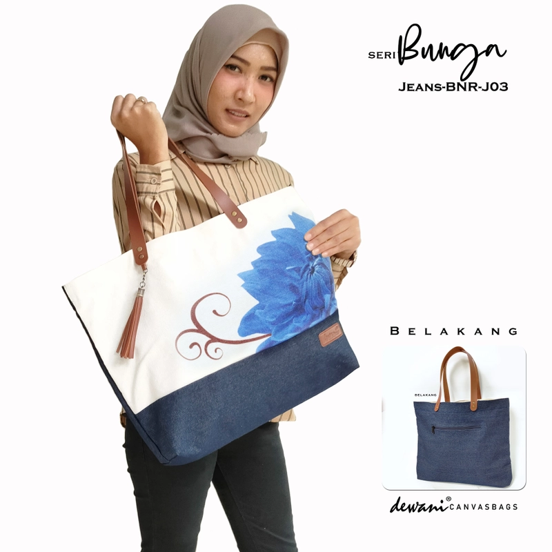 Product image Dewani Totebag Jeans BNR J03 Tas Wanita Seri Bunga 49X35X10 JEANS