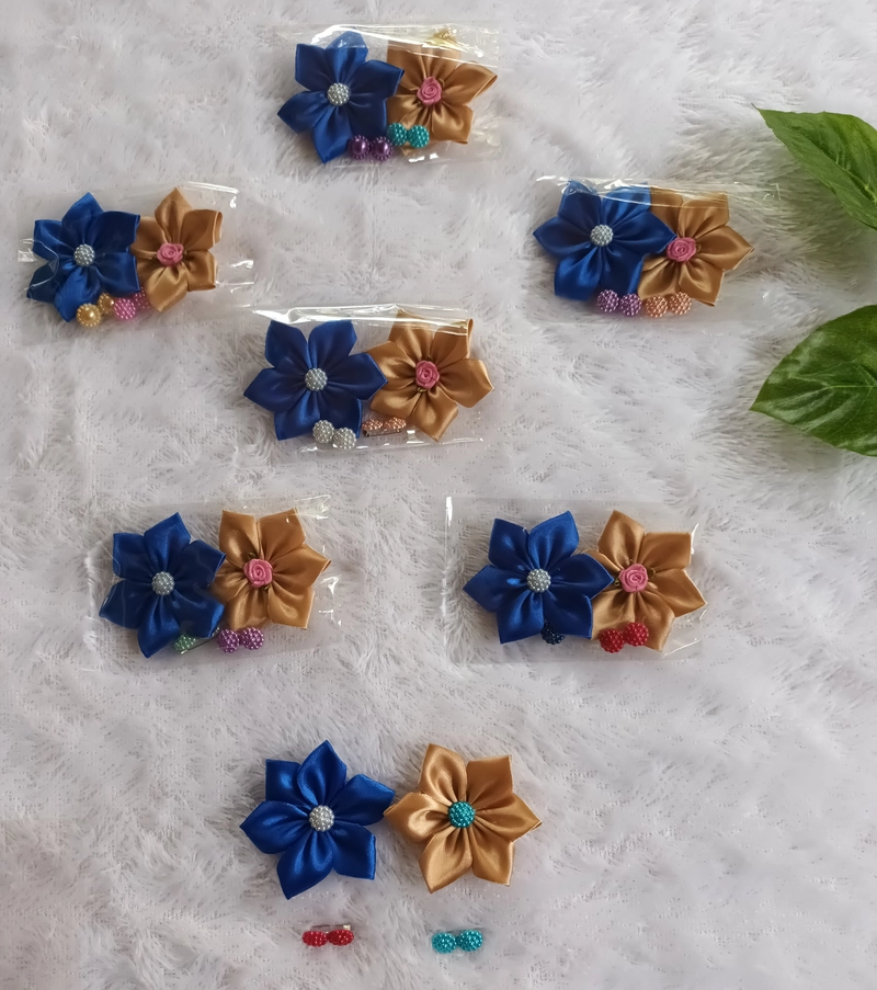 Product image Fisky Collection - Bros Bunga Satin + Bros Mutiara Paket Bros Biru Gold + Mutiara