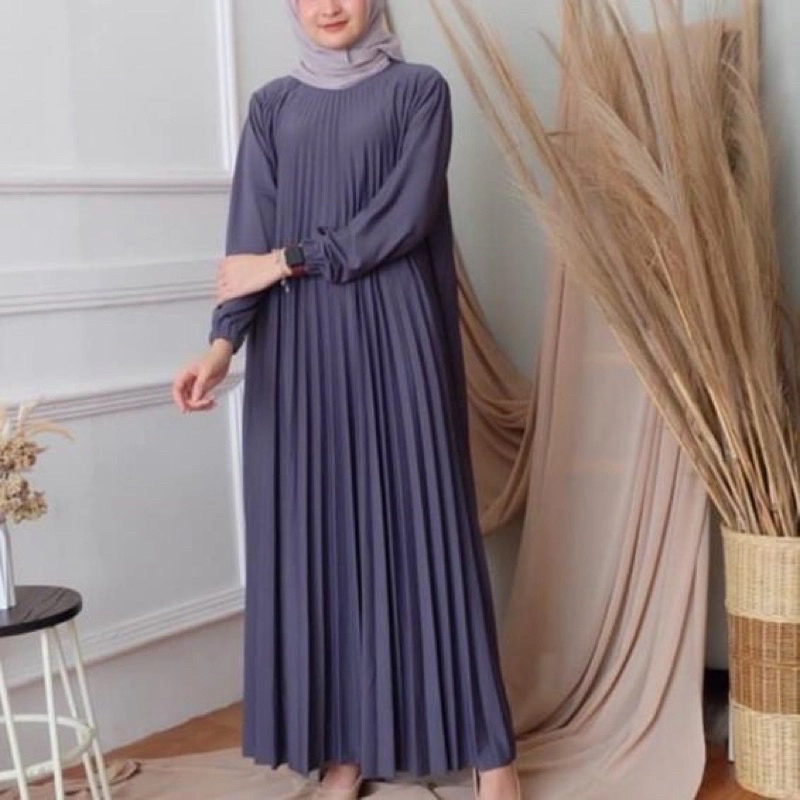 Product image MEQA DAILY - MEGA DAILY - Gamis Plisket Mayung Wanita XL - XXL Abu