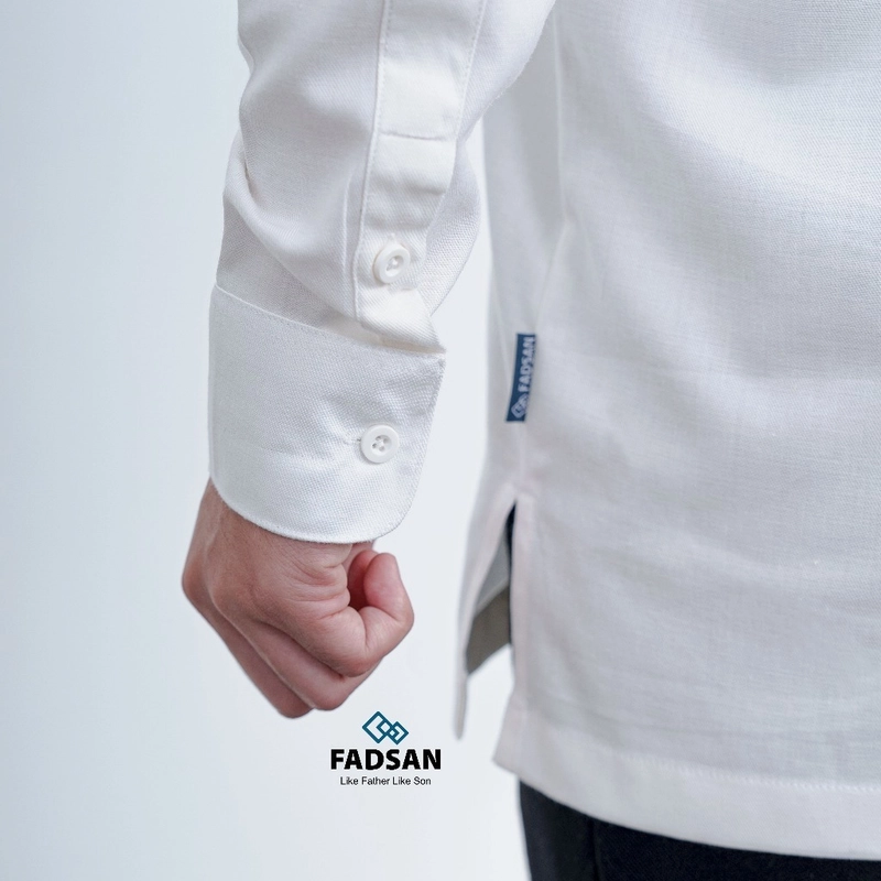 Product image FADSAN - Kemeja Koko Polos Lengan Panjang Ayah dan Anak Warna Bone - Veezy Series SIZE ANAK XS VEEZY BONE