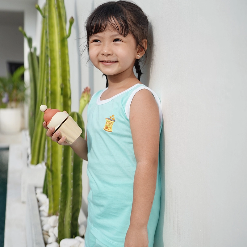Product image Kiddiposh - Baju Set Anak Retro Singlet Set Unisex by Lala Koala 1 Year Mint Chips