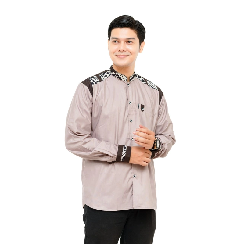 Product image Koko asakhi collection - KOKO LENGAN PANJANG- KOKO KAIN SPUN- SEMI BATIK DI BAHUS M LATTE