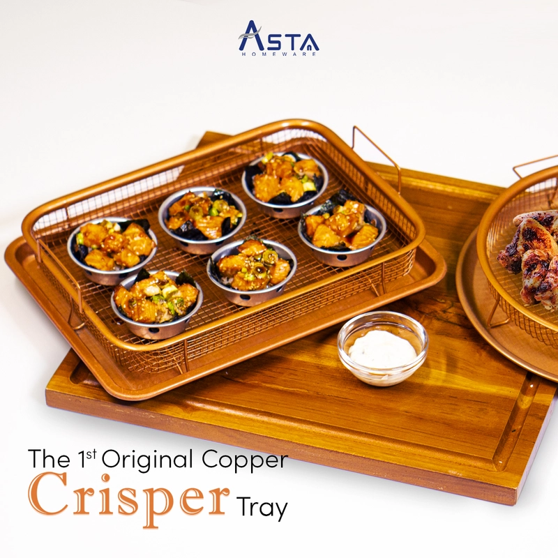 Product image Asta Panggangan Anti Lengket Oven Grill Saringan Minyak Crisper Food Grade Bentuk Square Rose Gold