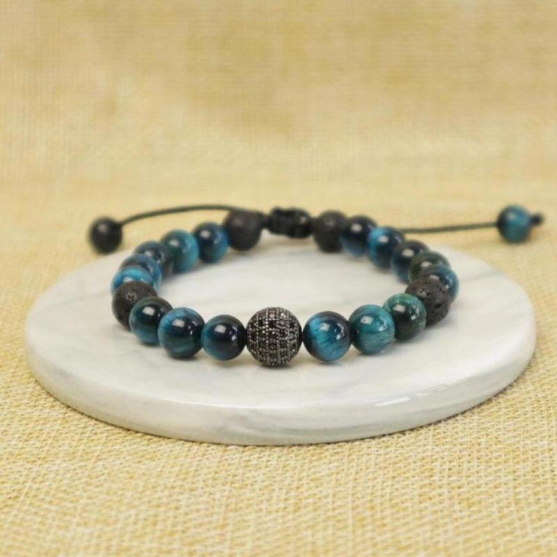 Product image Riza Craft - Gelang Batu Akik Tiger Eye Biru Alam ASLI Natural Original Standard Biru