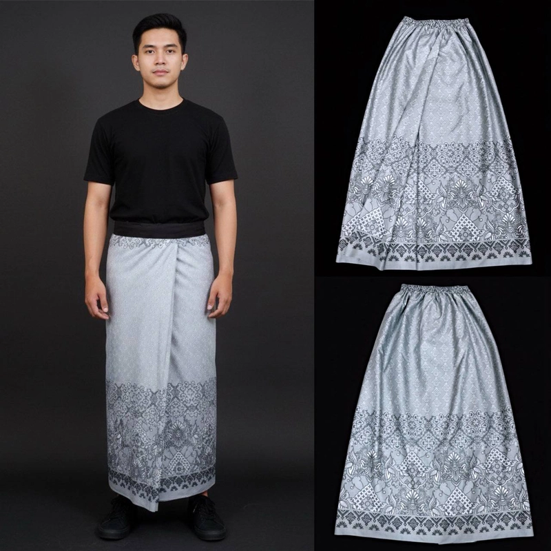 Product image Kois Batik - Sarung instan pria dan wanita simpel gak ribet motif flora Sarung instan dewasa Instan flora abu