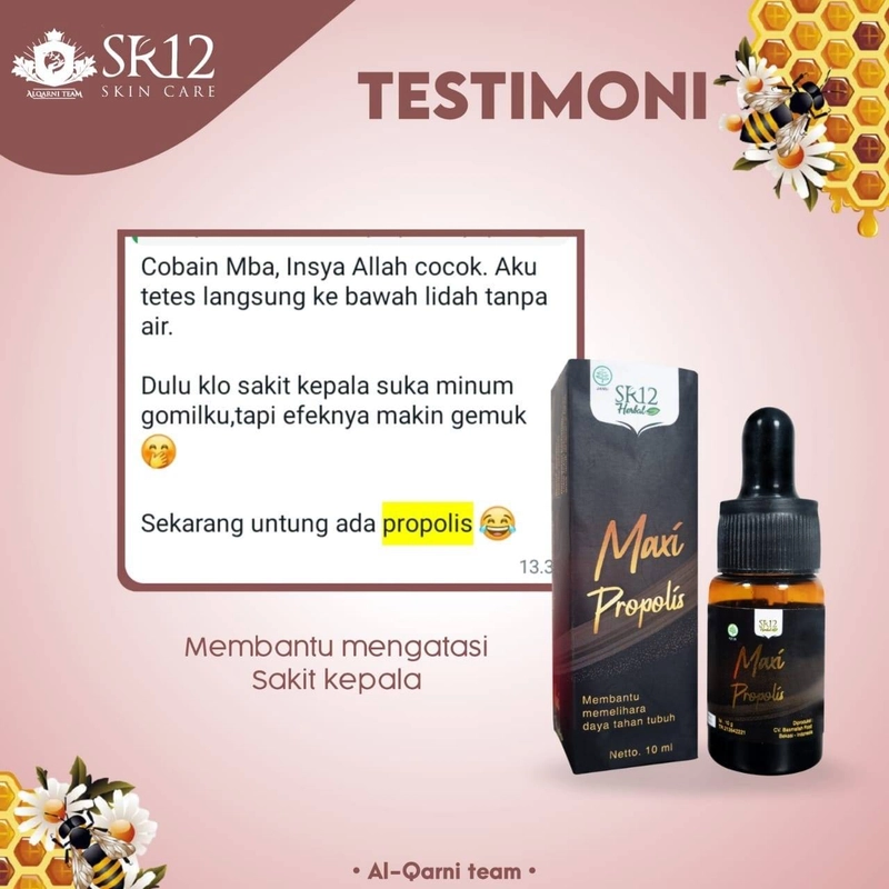 Product image SR12 Propolis Meningkatkan Imun Tubuh Mengatasi Asam Urat Kolesterol Hipertensi Dan Diabetes 10 ml Maxi Propolis