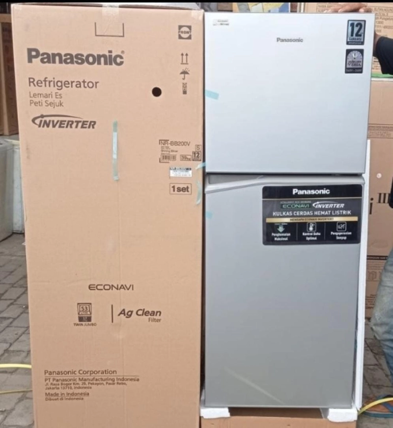 Product image Rizki Electronics - KULKAS PANASONIC NRBB 200 VH LEMARI ES 2 PINTU NRBB VH INVERTER 2 PINTU SILVER