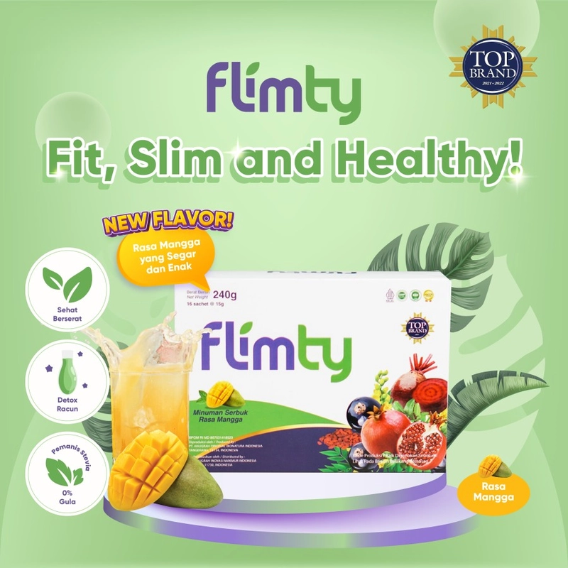 Product image Flimty - Flimty Fiber ORIGINAL 1 BOX isi 16 sachet Suplemen Diet dan Detox Pelangsing Herbal Alami 1 BOX Mango