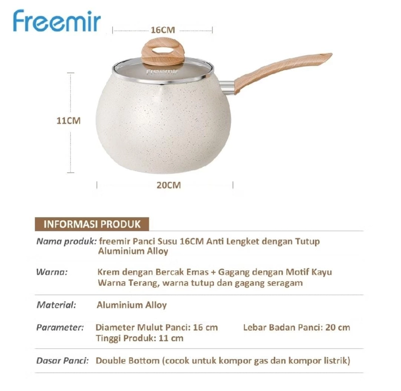 Product image Rizki Electronics - FREEMIR PANCI SUSU BULAT GEMOY BEIGE 16 CM dengan TUTUP KACA 16 CM BEIGE