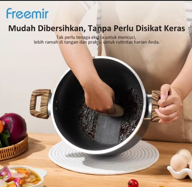 Product image Rizki Electronics - freemir Panci Sup Gentong 24cm 5,5 liter hitam/beige
