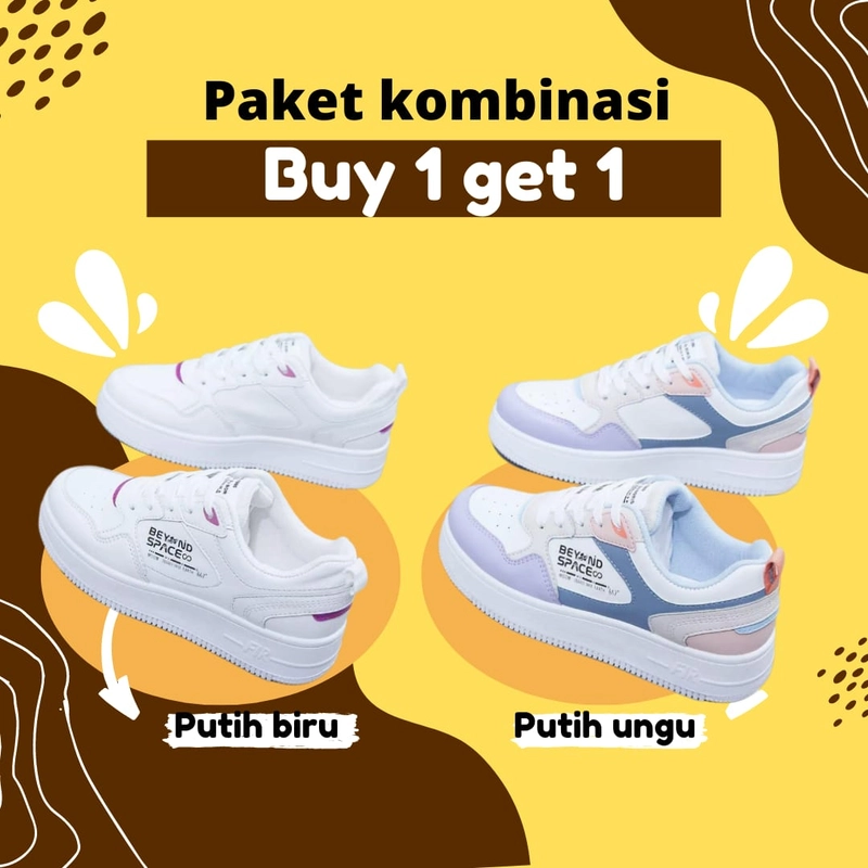 Product image Koekita - Paket Kombinasi Sepatu Kets Sneakers Wanita Beyond Space Casual Daily Bs-001 40 Ungu & Putih