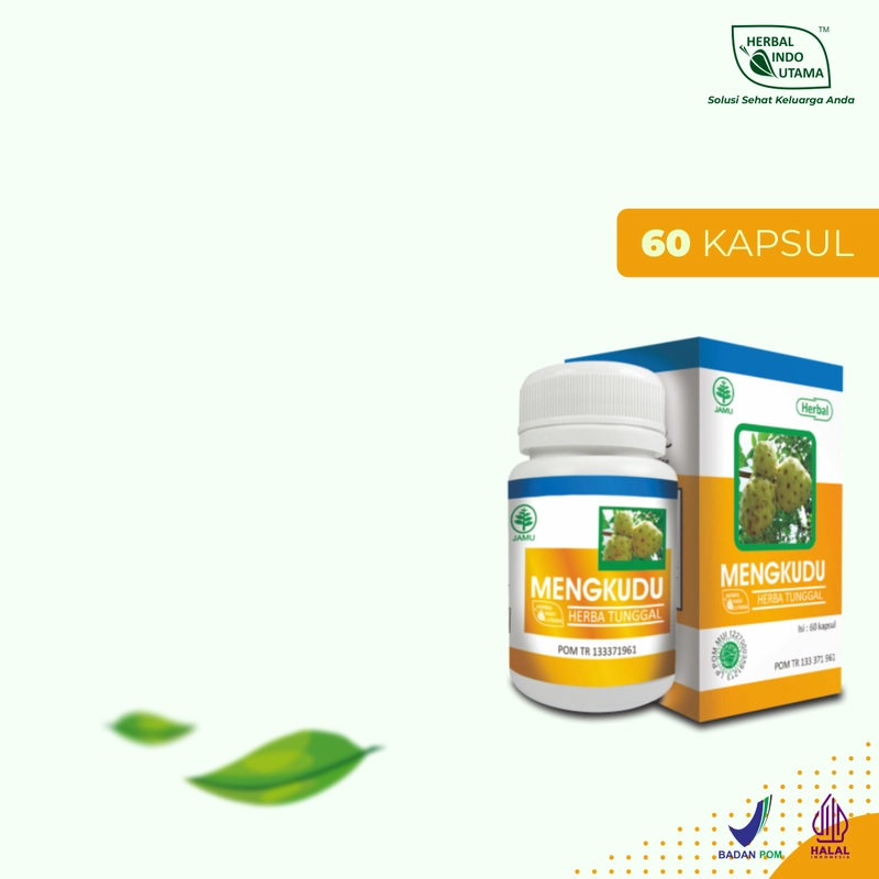 Product image Herbal Indo Utama - Kapsul Mengkudu atasi Kolesterol Tinggi Tekanan Darah Tinggi Diabetes 1 Botol 60 Kapsul MENGKUDU
