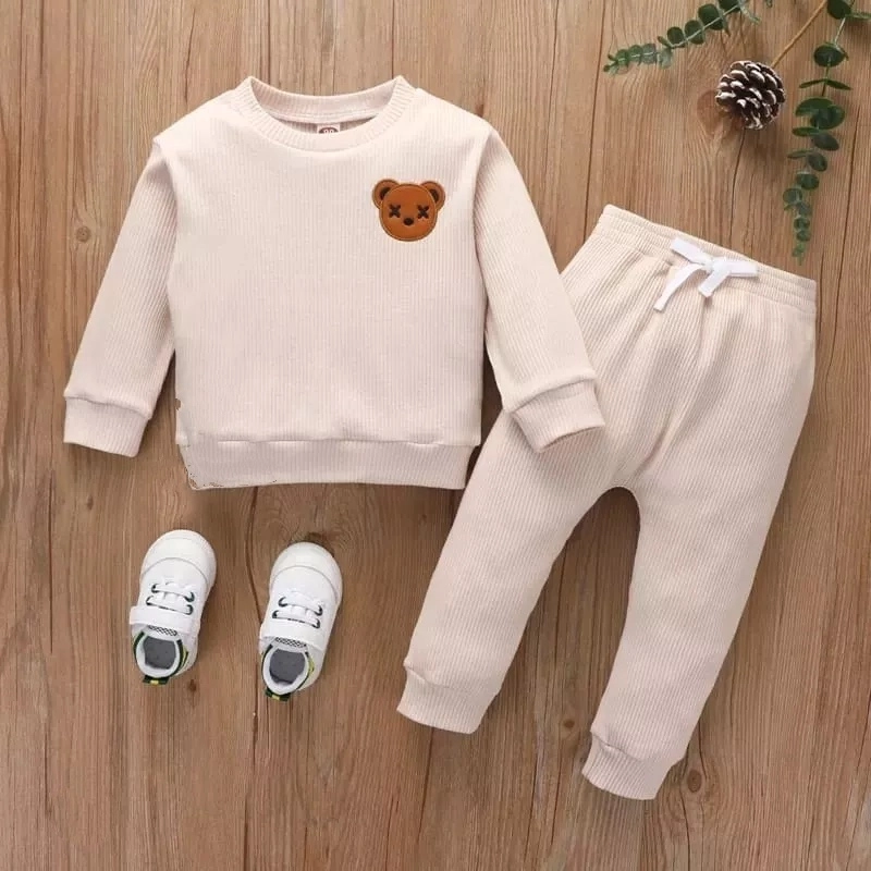 Product image Badia Kids Fashion - Setelan Anak Elima Sweater & Celana Pendek Anak Unisex No1 (6Bulan-1Tahun) Cream