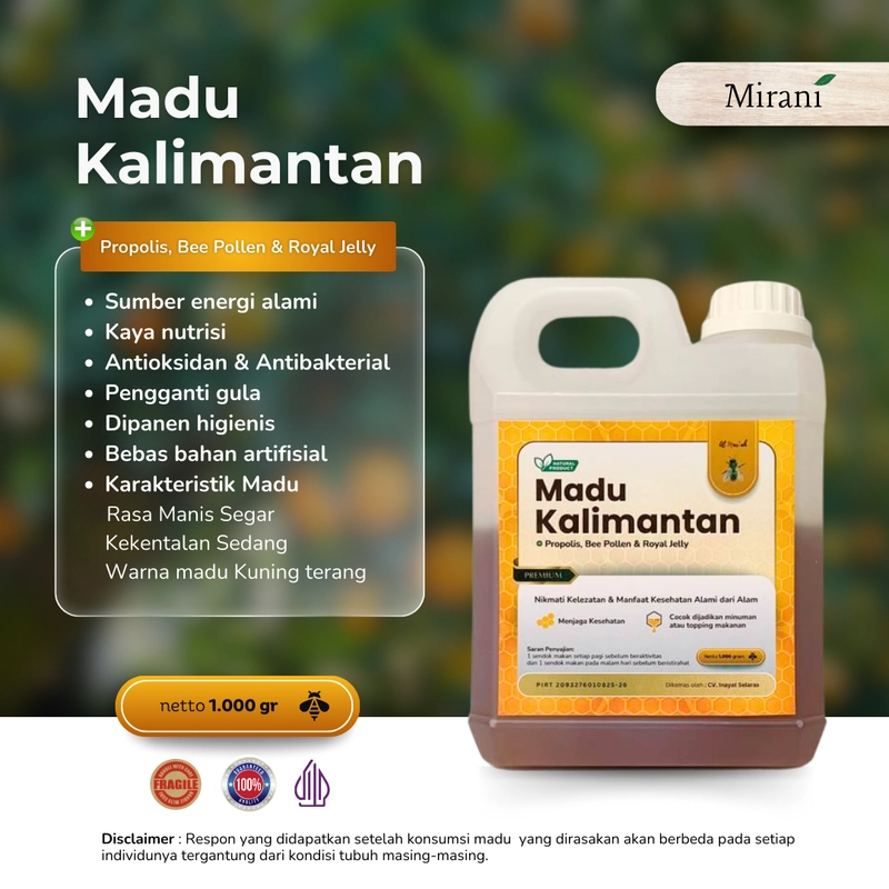 Product image Mirani - (Kemasan Baru) Buy 1 get 1 Madu Kalimantan Propolis 1kg almar'ah