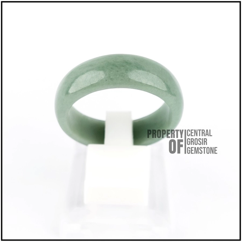 Product image CENTRAL GROSIR GEMSTONE - Cincin Giok Asli Pria Wanita Batu Natural Jadeite Jade Typa A 6 Green