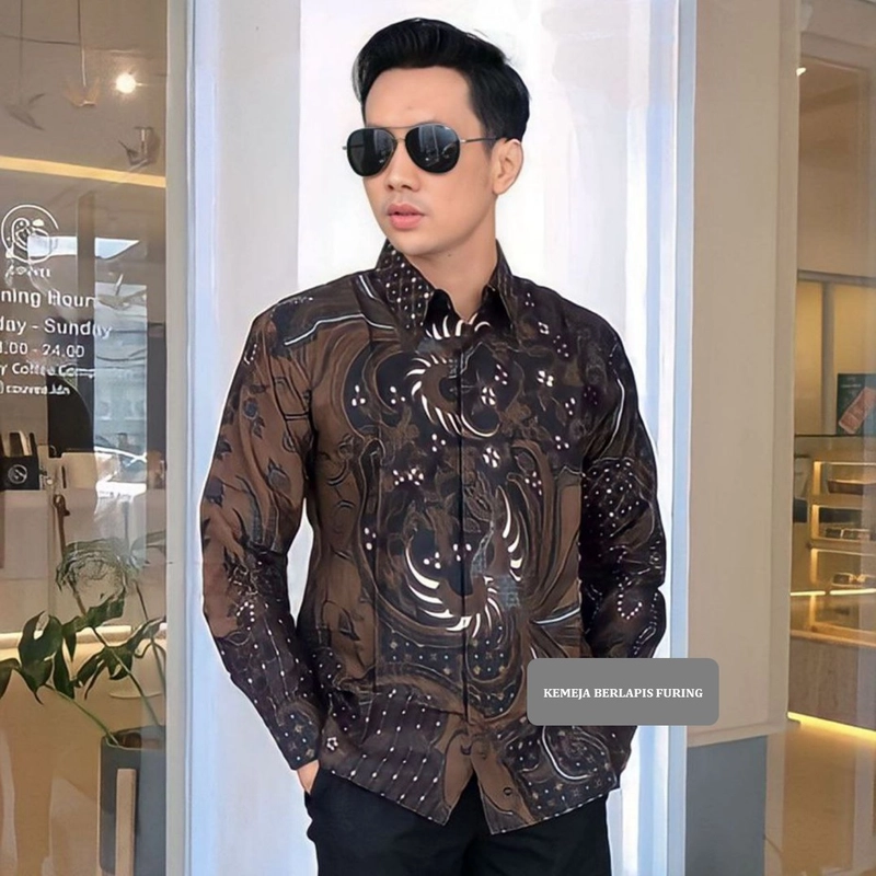Product image Batik Arya Kemeja Lengan Panjang Berlapis Furing Asahi Bahan Katun Ori SIZE XXL ARYA C