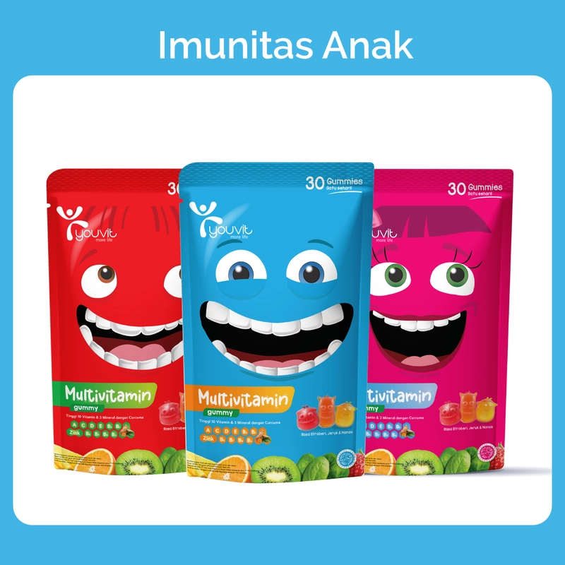 Product image Youvit - Youvit Multivitamin Anak dengan Vit C D Zink Sayur Buah Curcuma untuk Tumbuh Kembang Anak 7 Hari -