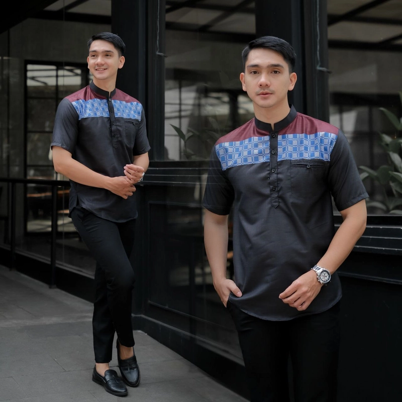 Product image Batik Alfin - Baju koko pria dewasa Lengan pendek motif Songket bagus banget M Koko songket hitam