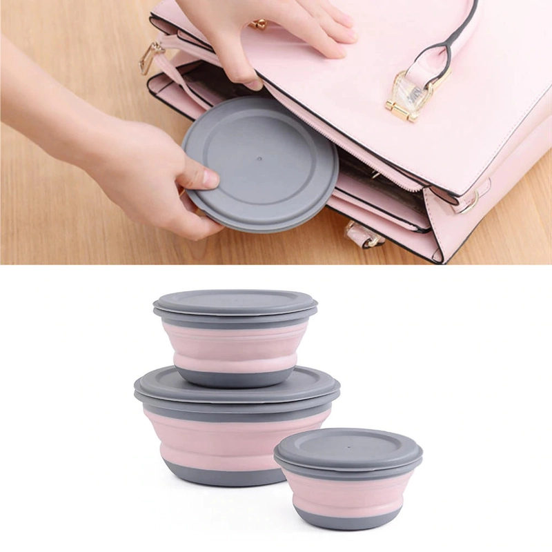 Product image RUMAH RAYA - Kotak Makan Foldable Bento Lunch Box 3 PCS - B1 - Pink Set 3 pcs Pink