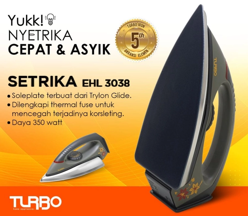 Product image Setrika Turbo EHL3038 By Philips Distributor 1 KG Hitam