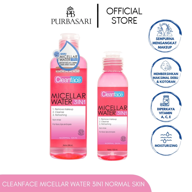 Product image Purbasari - Micellar Water 3in1 For Normal Skin Pembersih Wajah / Pembersih Makeup Waterproof 250 ml Normal Skin