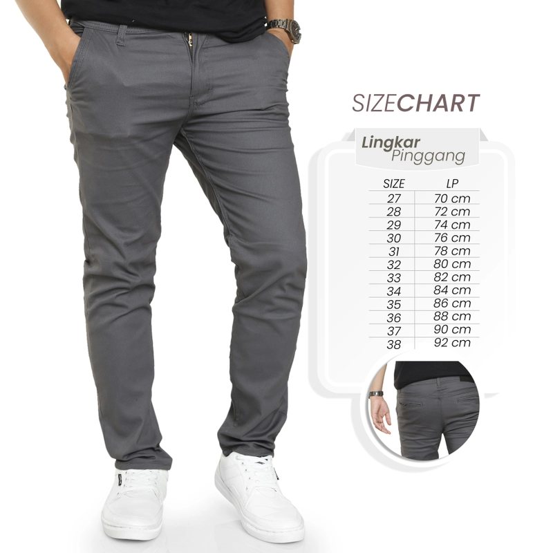 Product image Catenzo Official - Catenzo x Coverago Celana Chino Panjang Slim Fit Casual Pria Abu VPM 004 28 Abu