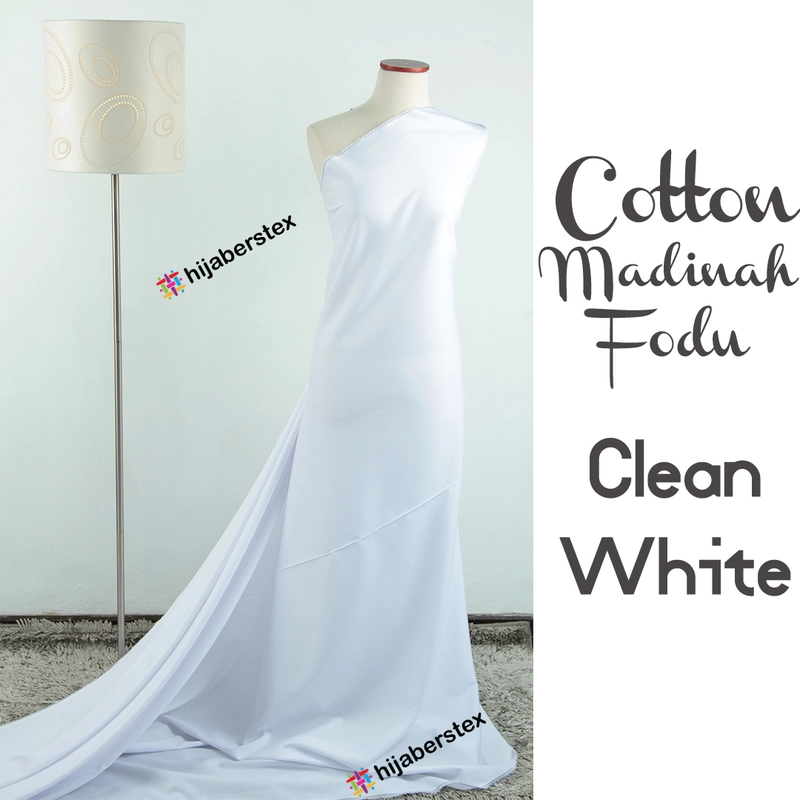 Product image Hijaberstex - HijabersTex 1/2 Meter Kain COTTON MADINAH FODU 1/2 Meter Clean White
