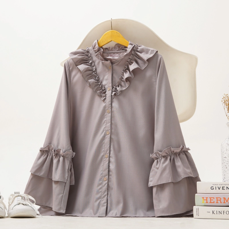Product image byLayna Official - Baju Kemeja Wanita Ashley Blouse Allsize Grey