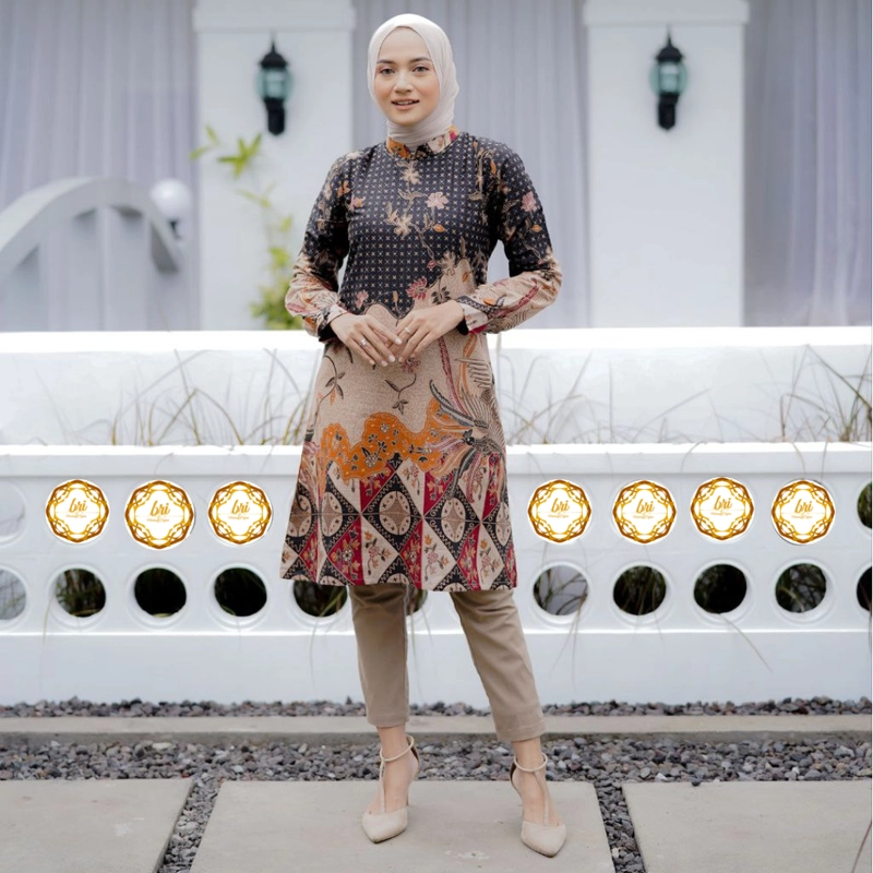 Product image Rambe Batik Indonesia - Couple Tunik Laksha Hitam Lasem Modern dan Exclusive Kemeja Saja Size M Laksha Hitam